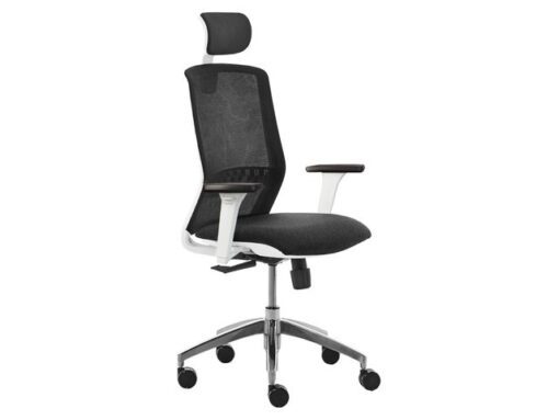 Linea Fabric Bureaustoel Linea Tekna White 01 zwart/wit