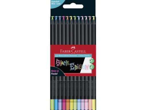 Faber Castell Kleurpotlood Faber-Castell Black Edition 12 stuks           neon+pastel in karton etui