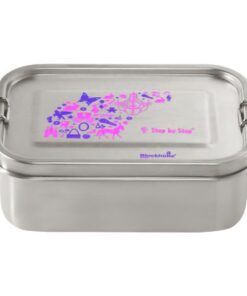 Lunchbox Step by Step roestvrijstaal paars en roze. Een van de kleuren wordt geleverd.