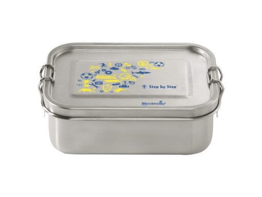 Lunchbox Step by Step roestvrijstaal blauw en geel . Een    van de kleuren wordt geleverd.