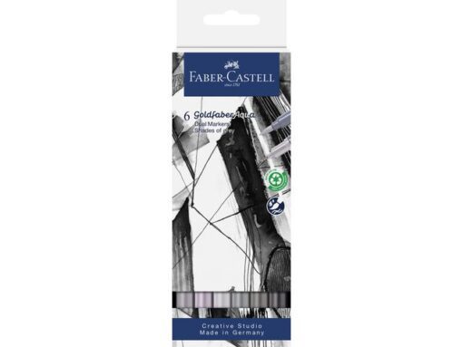 Faber Castell Duo aquarelmarker Faber-Castell Goldfaber etui 6 stuks Shades of grey