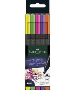 Faber Castell Fineliner Faber-Castell Grip 0,4mm etui 5 stuks neon assorti