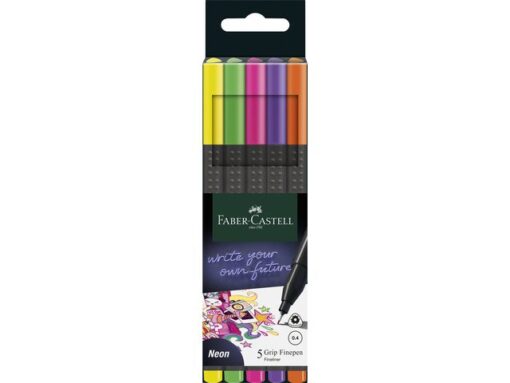 Faber Castell Fineliner Faber-Castell Grip 0,4mm etui 5 stuks neon assorti