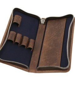 Etui Alassio hunterleer bruin 17x8x2,5cm