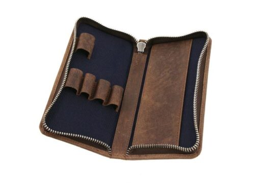 Etui Alassio hunterleer bruin 17x8x2,5cm