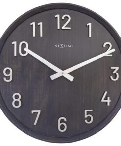 Grote wandklok - 50cm- Stille klok - Walnoot - zwart -      NeXtime "Precious"