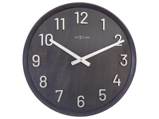 Grote wandklok - 50cm- Stille klok - Walnoot - zwart -      NeXtime "Precious"