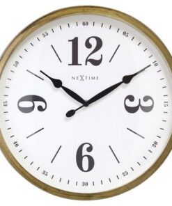 Landelijke wandklok - 39cm - Stille klok - Wit/ Goud-       NeXtime "Classic"