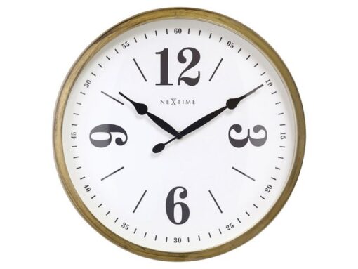 Landelijke wandklok - 39cm - Stille klok - Wit/ Goud-       NeXtime "Classic"