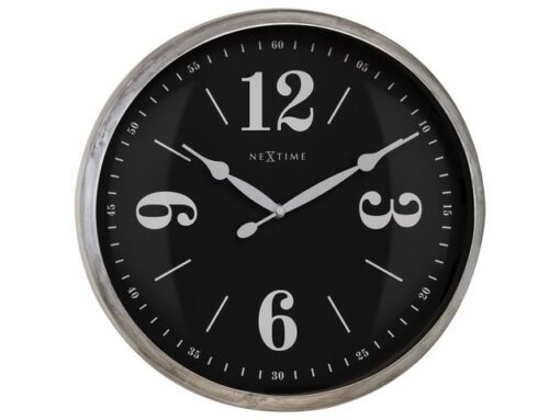 Landelijke wandklok - 39cm - Stille klok - Wit/ ZIlver -    NeXtime "Classic"