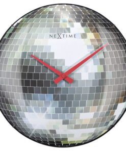 Stille wandklok - 35cm - Discobal - Koepelvormig glas -     NeXtime "Disco Ball"