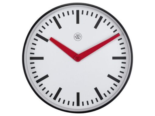 Stationsklok - 25.5cm - Stille wandklok - Wit - nXt by      NeXtime - "Newcastle"