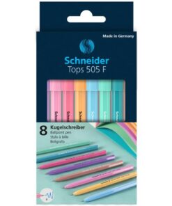 Balpen Schneider Tops 505 F set 8 stuks pastel,             blauwschrijvend