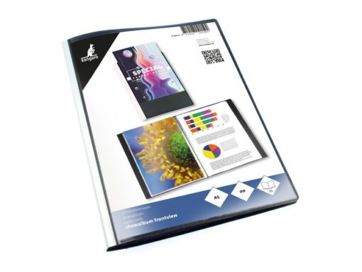 Kangaro KTC Showalbum Kangaro A5, PP 0.5mm, 20 tassen, zwart met        insteektas op voorkant