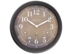 Buitenklok Nextime dia 23,5 cm Jasmine met thermo- en       hydrometer cijfers, zwarte rand kopere wijzerplaat plastic