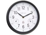 Buitenklok Nextime dia 23,5cm Jasmine met thermo- en        hydrometer cijfers, zwarte rand witte wijzerplaat plastic