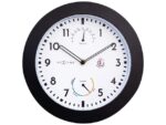 Buitenklok Nextime dia 25,5cm Daisy met thermo- en          hydrometer cijfers, zwarte rand witte wijzerplaat plastic