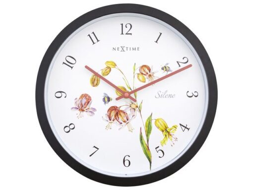 Buitenklok Nextime dia 30.5cm Silene cijfers, zwarte rand   witte wijzerplaat plastic
