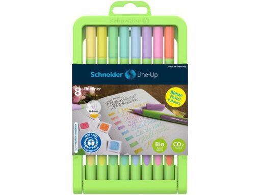 Fineliner Schneider Line-Up Pastel 0,4mm verstelbare pencil case 8 stuks