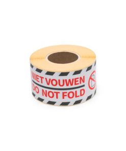 Gevaaretiket Raadhuis 46x125mm rol 250 stuks Do not fold    EN/NL wit/rood