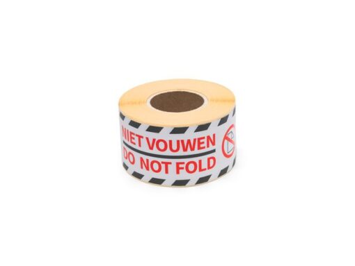 Gevaaretiket Raadhuis 46x125mm rol 250 stuks Do not fold    EN/NL wit/rood