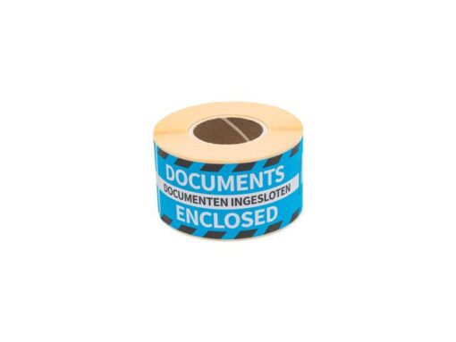 Gevaaretiket Raadhuis 46x125mm rol 250 stuks Documents      encl. EN/NL blauw