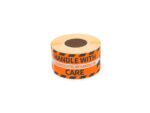 Gevaaretiket Raadhuis 46x125mm rol 250 stuks Handle with    care EN/NL oranje
