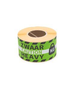 Gevaaretiket Raadhuis 46x125mm rol 250 stuks Heavy caution  EN/NL groen