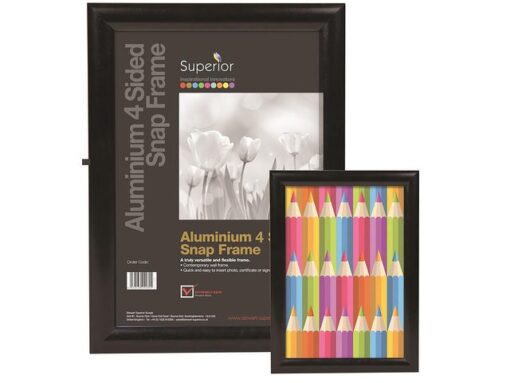 Kliklijst Seco A3 zwart 25mm Aluminium frame, anti-glans    PVC voorkant