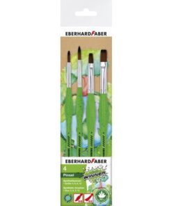 Penselenset Eberhard Faber Green Winner 4st. Rond/plat      4,6,8 en 12, synthetisch haar en handvat