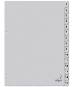 Kangaro KTC Tabblad ECO Kangaro A4 cijfers 180 grams grijs karton       4-gaats 15-delig