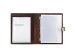 Schrijf/documentenmap Alassio A4. 4 ringsmechaniek Leer     bruin 36x28x4,5cm met slot