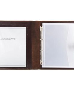Schrijf/documentenmap Alassio A4. 4 ringsmechaniek Leer     bruin 36x28x4,5cm met slot