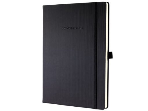 Sigel Noitieboek Conceptum Pure A4+ zwart 5mm ruit hardcover.     Genummerde pagina's, inhoudsopgave, sluiting d.m.v.