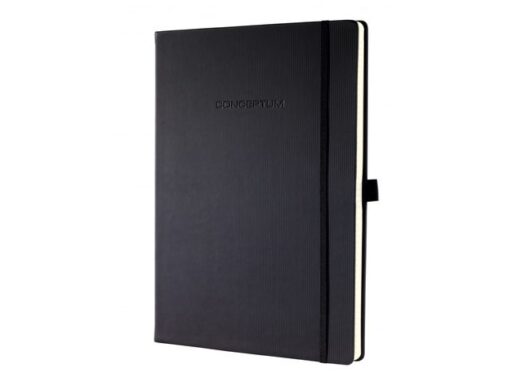 Sigel Notitieboek Conceptum Pure A4 zwart gelinieerd hardcover.   Genummerde pagina's, inhoudsopgave, sluiting d.m.v.
