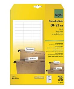 Insteeklabels Sigel voor hangmappen. 156 stuks. 60x21mm.