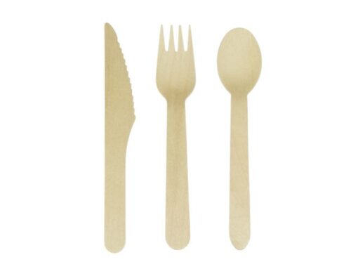 Kangaro KTC Bestekset hout Kangaro 200 st 70x lepel,65x vork,65x mes    160 mm, biologisch afbreekbaar