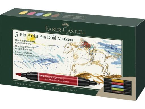 Faber Castell Tekenstift Faber-Castell Pitt Artist Pen duo marker etui a 5 stuks