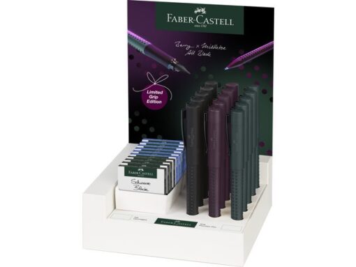 Faber Castell Vulpen Faber-Castell Grip disp.15st. F/M                    berry/mistletoe/black
