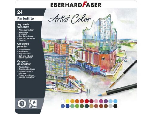 Aquarelpotlood Eberhard Faber Artist Color metalen etui a   24 stuks