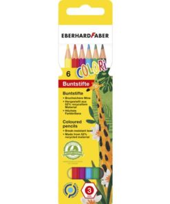 Kleurpotlood Eberhard Faber 17,5cm kartonnen etui à 6 stuks assorti kleuren