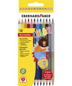 Kleurpotlood Eberhard Faber 2-zijdig gekleurd etui 12 stuks 24 kleuren