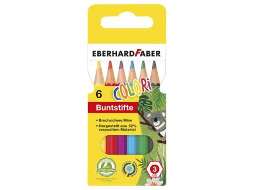 Kleurpotlood Eberhard Faber 9 cm etui a 6 stuks assorti kleuren