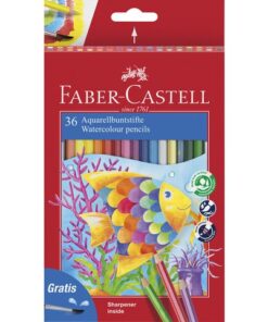 Faber Castell Aquarelpotlood Faber-Castell kinder etui 36 stuks met slijper en penseel