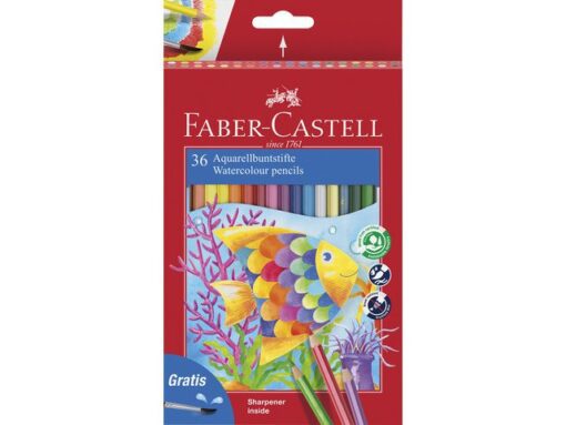 Faber Castell Aquarelpotlood Faber-Castell kinder etui 36 stuks met slijper en penseel