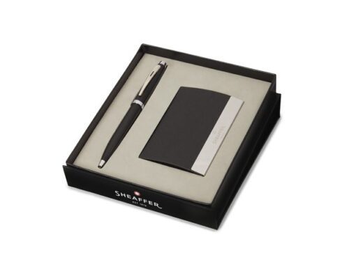 Balpen Giftset SHEAFFER 100 G9317 Matt black nickel plated  met visitekaarthouder