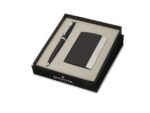 Balpen Giftset SHEAFFER 100 G9338 Glossy black lacquer      chrome plated met visite- kaarthouder