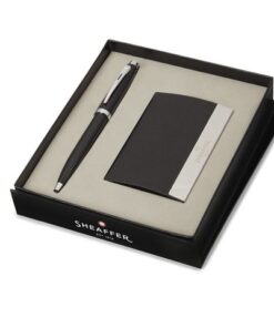 Balpen Giftset SHEAFFER 100 G9338 Glossy black lacquer      chrome plated met visite- kaarthouder