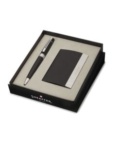 Balpen Giftset SHEAFFER 300 G9312 Glossy black chrome       plated met visitekaarthouder
