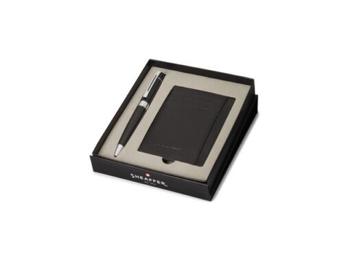Balpen Giftset SHEAFFER 300 G9312 Glossy black chrome       plated met creditcardhouder